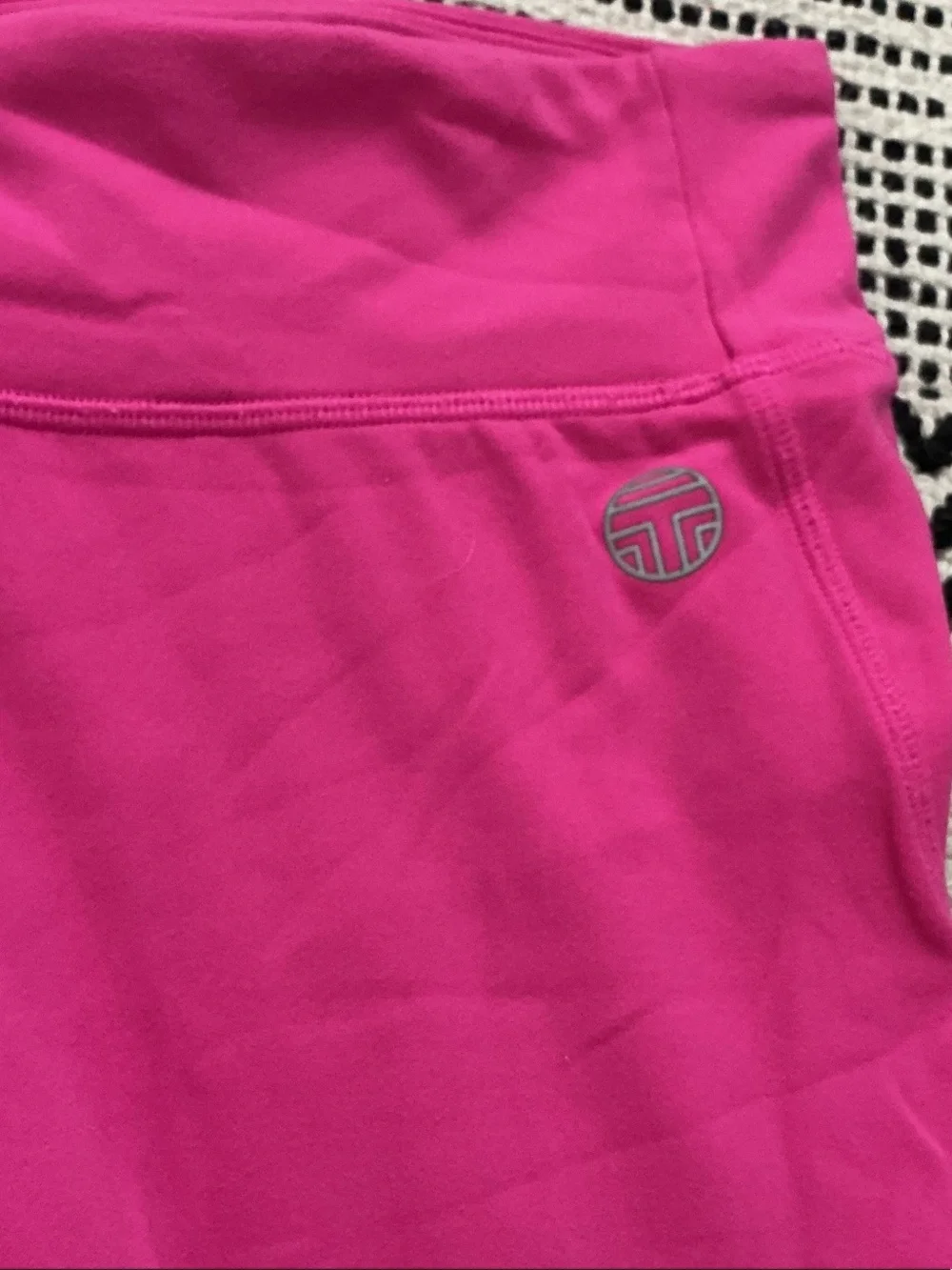Tory Burch sport Hot Pink' Leggings with White Diagonal Stripes - Picture 4 of 5